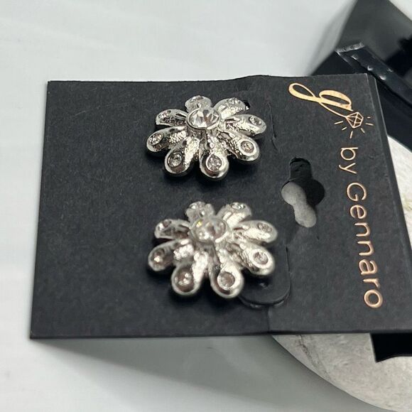 G by Gennaro Dangle Earrings Floral  Post Silver - Picture 4 of 6